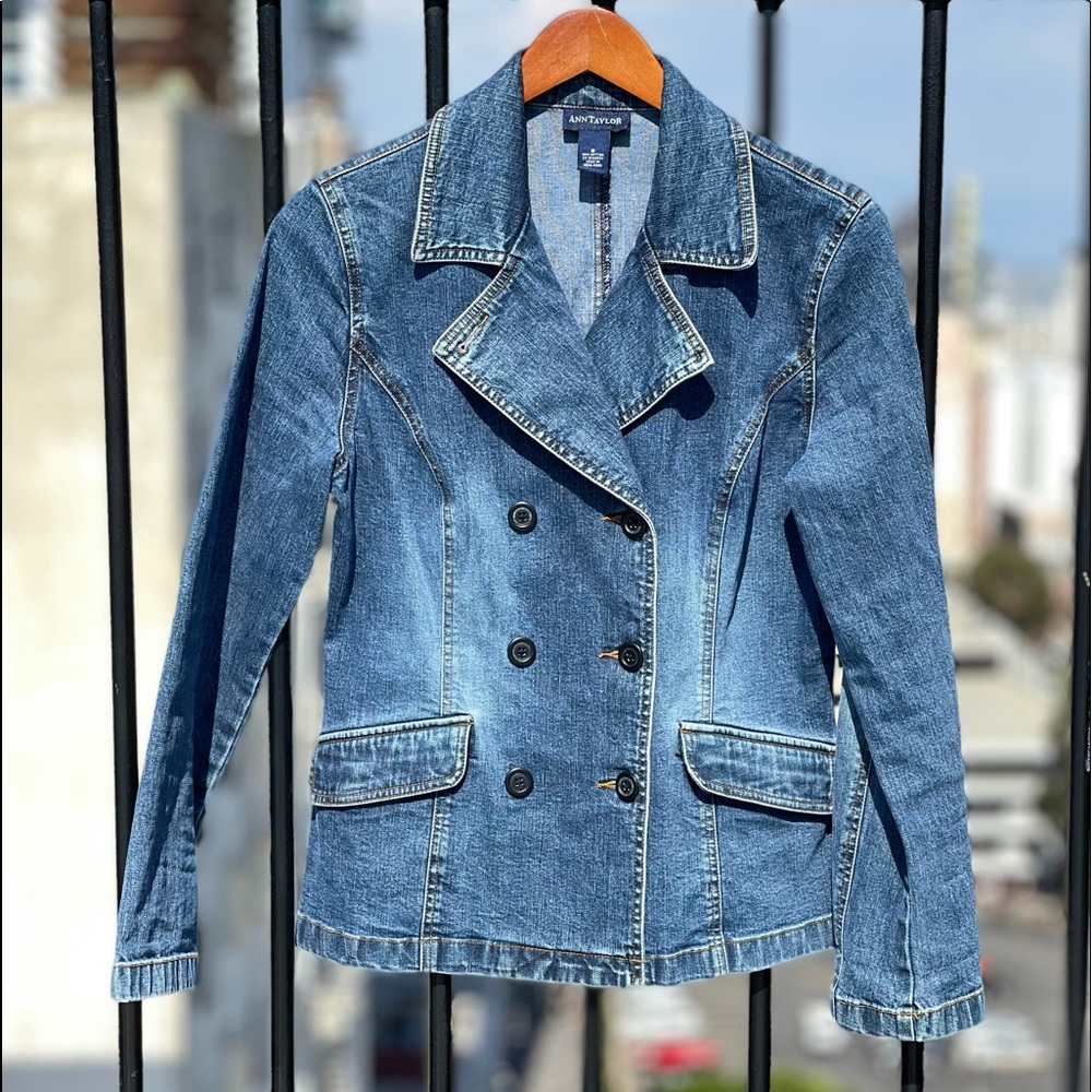 Ann Taylor Women's Double Breasted Denim Jacket